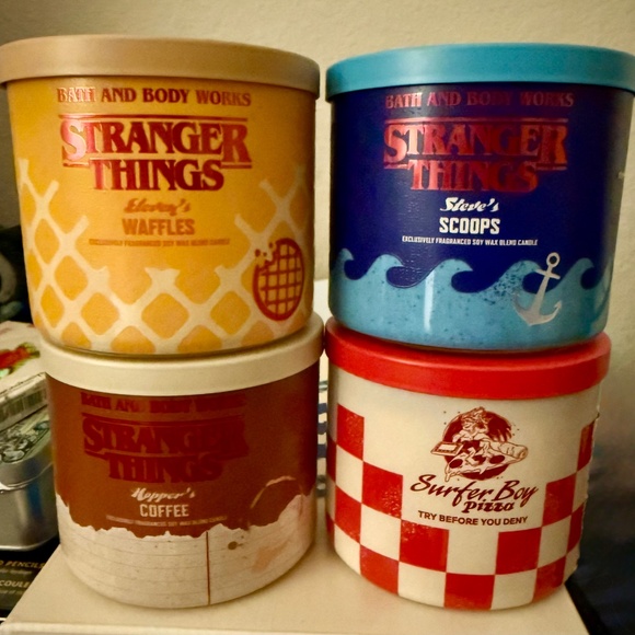 NWT Bath and Body Works Stranger Things ORIGINAL 4 candle lot - Picture 1 of 3